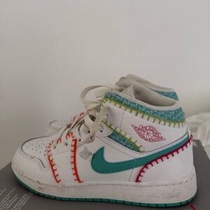 Nike Kids' White and Teal High-Top Sneakers